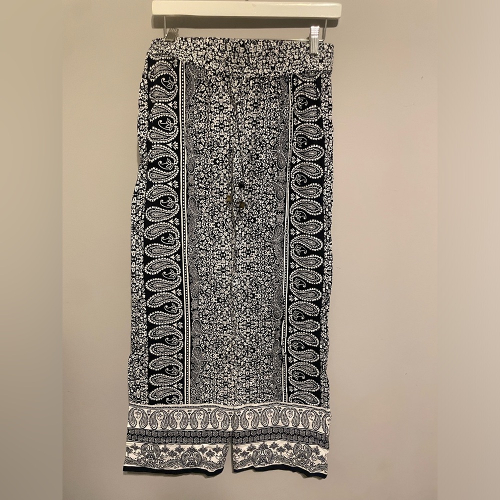 Women’s size‎ S wide, leg flare, rayon pants, elastic waist Artisan NY